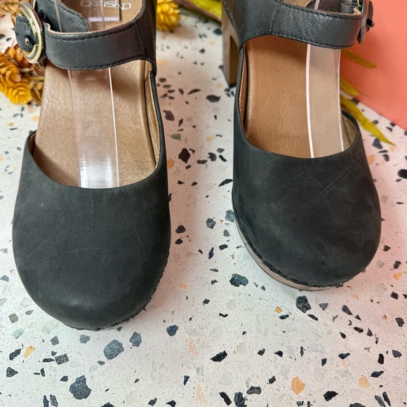 Dansko Dorothy Black Suede Leather Mary Jane Women’s Clog Heels Sz 37 - Picture 2 of 11